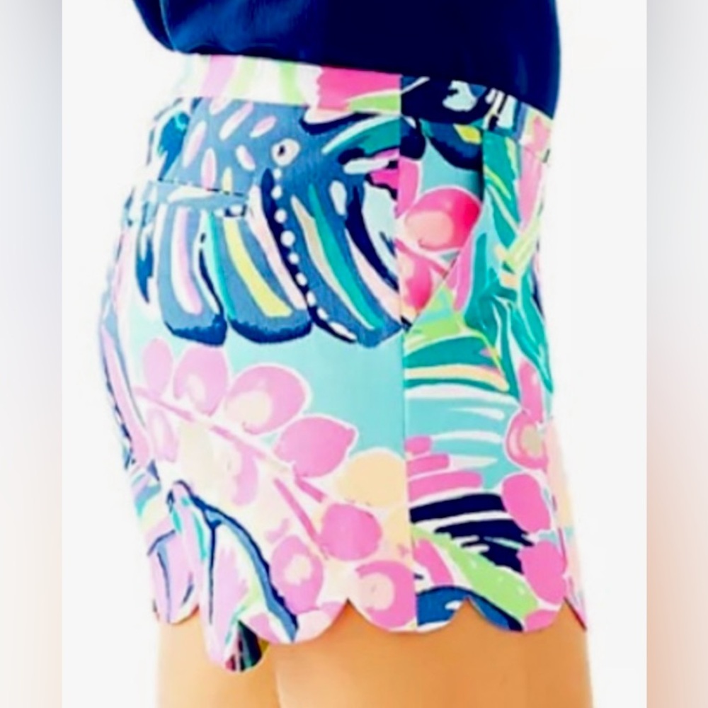 Lilly Pulitzer Multi Exotic Garden Scalloped Hem Magnolia Shorts Size 0 EUC
